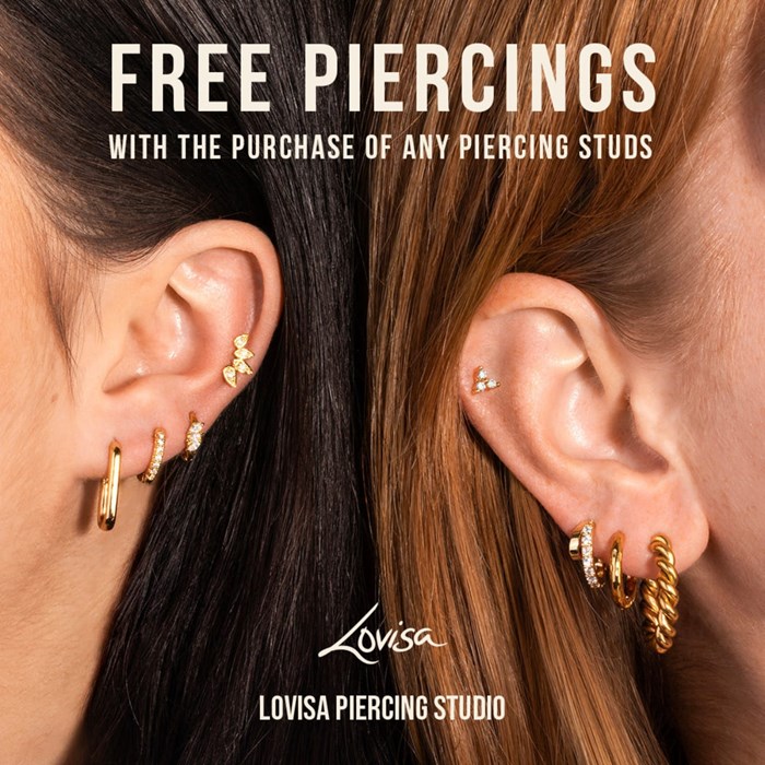 Free Piercing with Purchase of Any Piercing Studs