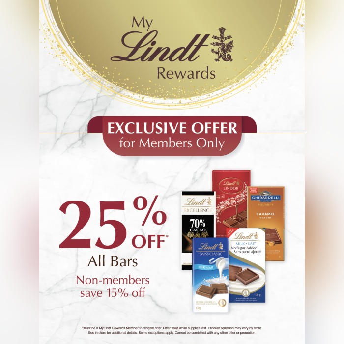 Members Save 25% Off Bars!