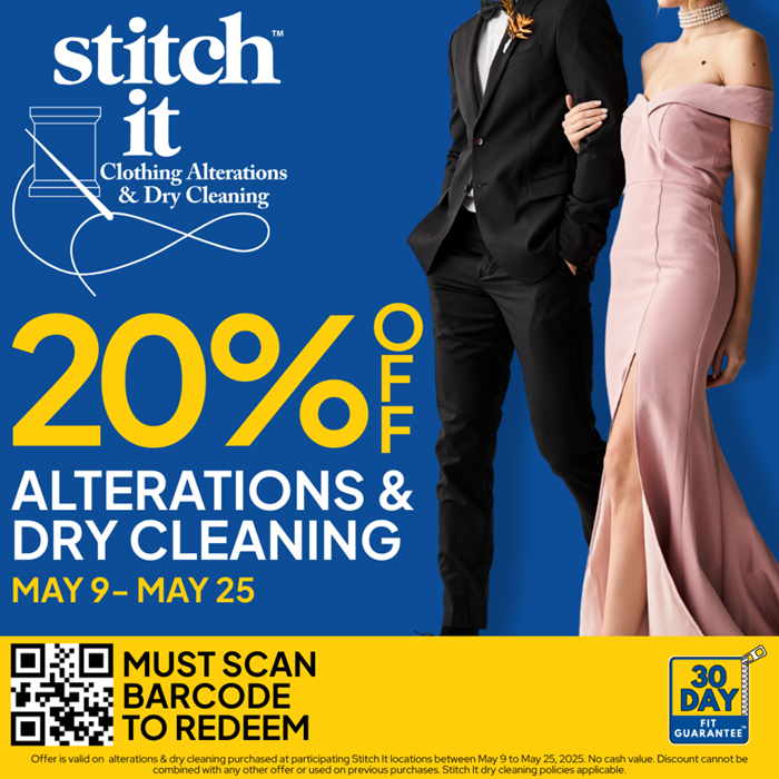 Save 20% Off Alterations & Dry Cleaning