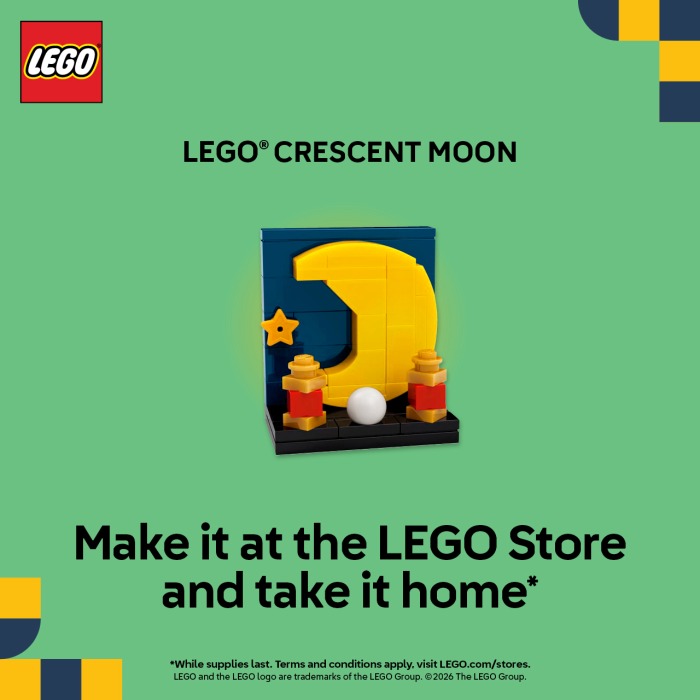 Build a LEGO® Crescent Moon at the LEGO Store and Take It Home With You!