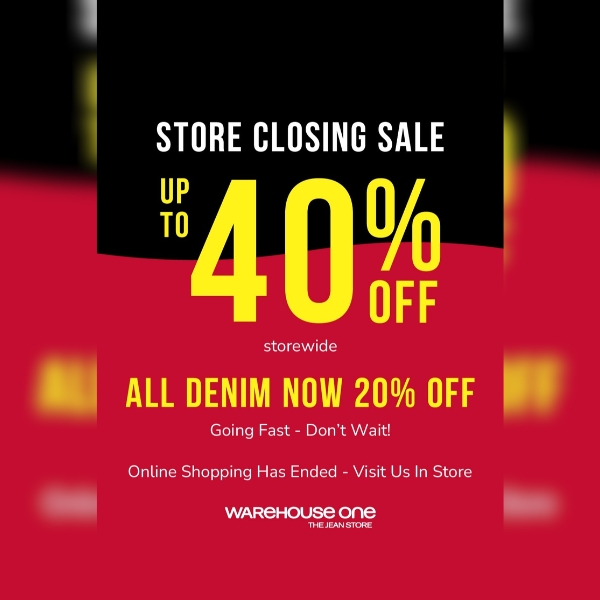 Store Closing Sale Up To 40% Off